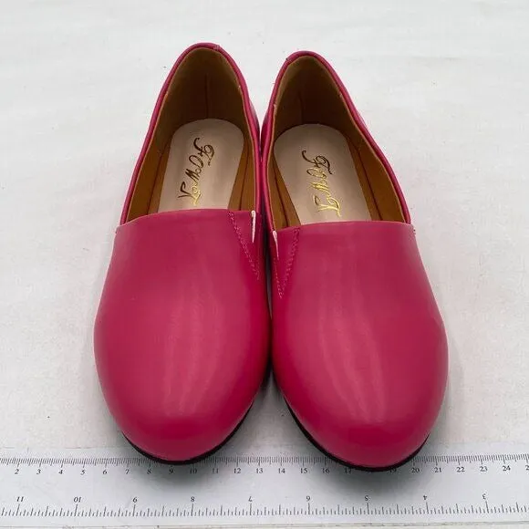 FOWT Fuchsia Closed Almond Toe Pumps Solid Color Loafer Flats Slip On Cozy Shoes