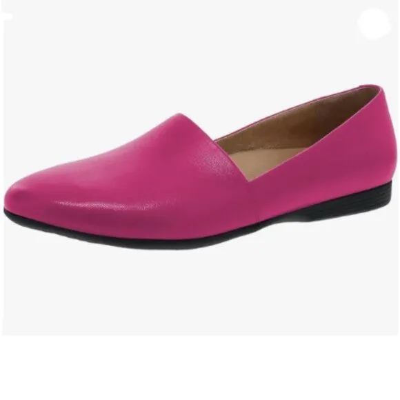 FOWT Fuchsia Closed Almond Toe Pumps Solid Color Loafer Flats Slip On Cozy Shoes