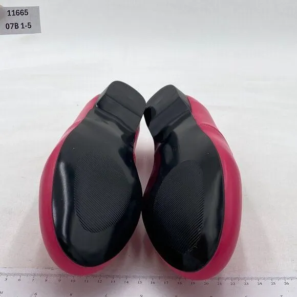FOWT Fuchsia Closed Almond Toe Pumps Solid Color Loafer Flats Slip On Cozy Shoes
