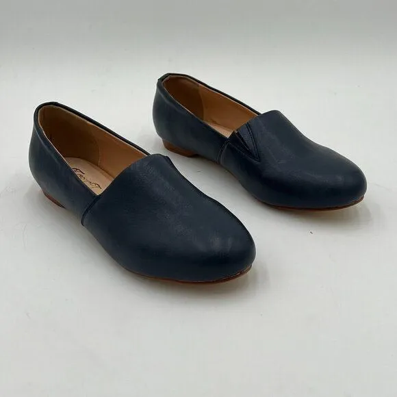 FOWT Navy Closed Almond Toe Pumps Solid Color Loafer Flats Slip On Cozy Shoes