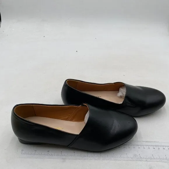 FOWT Women Fashion Closed Almond Toe Pumps Solid Color Loafer Flats Balck Shoes