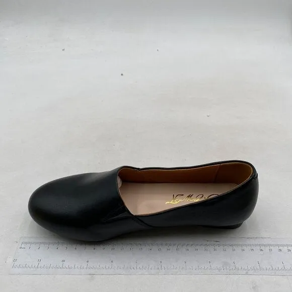 FOWT Women Fashion Closed Almond Toe Pumps Solid Color Loafer Flats Balck Shoes