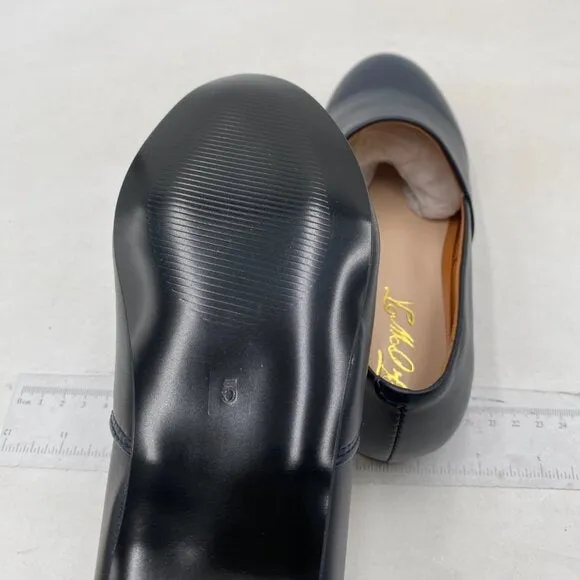 FOWT Women Fashion Closed Almond Toe Pumps Solid Color Loafer Flats Black Shoes
