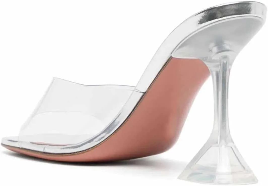 FOWT Women Stylish Peep Toe High Heel Mules Slip on Ladies Party Prom Dance Slide Sandals Size 4-16 US