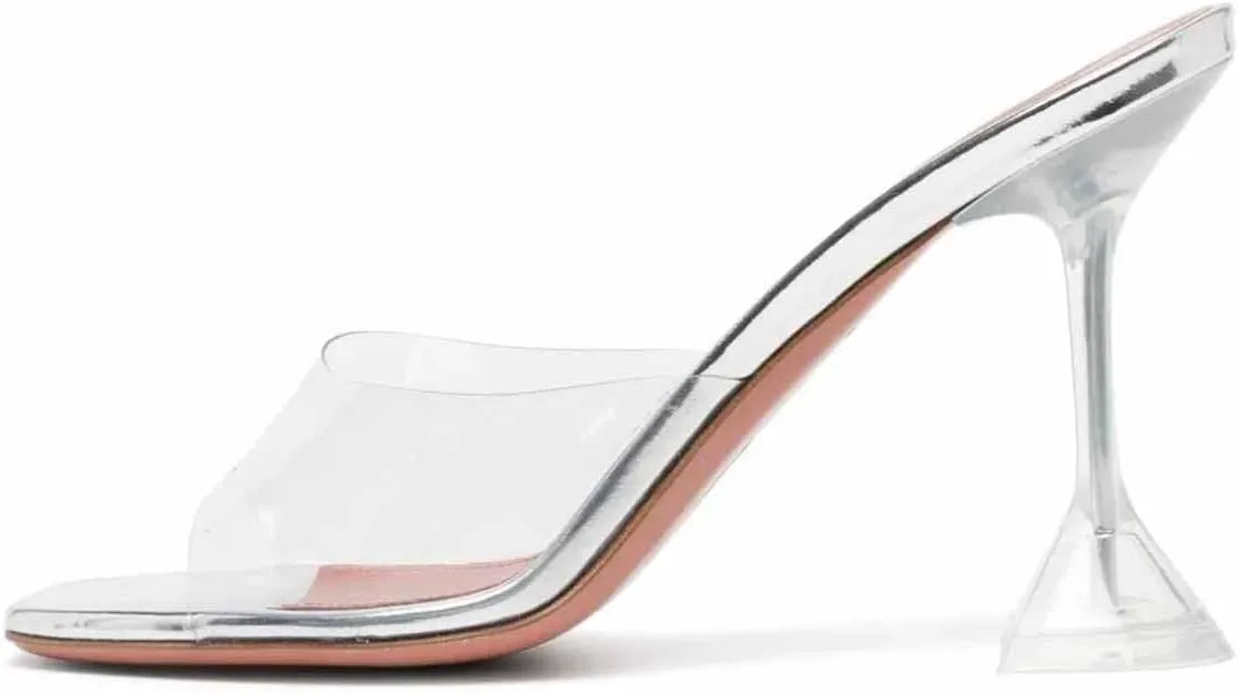 FOWT Women Stylish Peep Toe High Heel Mules Slip on Ladies Party Prom Dance Slide Sandals Size 4-16 US