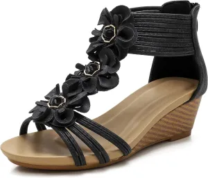 FRALOSHA Wedge Sandals for Women Open Toe Casual Summer Roman High Heel Breathable Beach Sandals