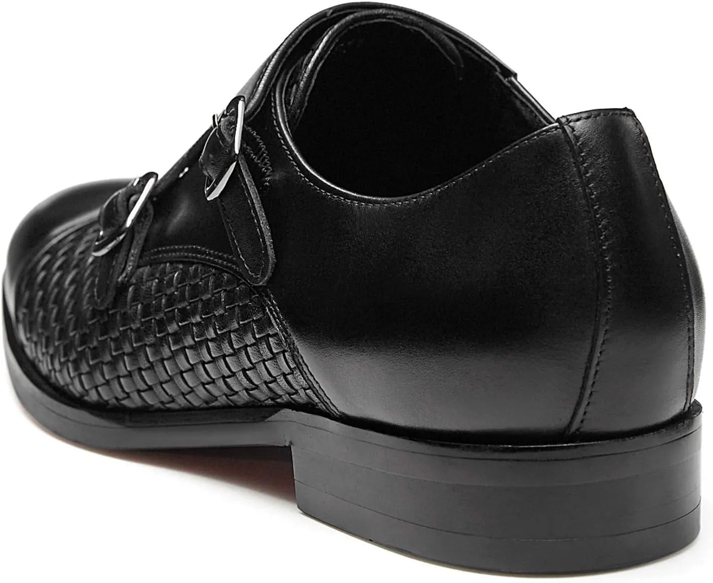FRASOICUS Men ’s Dress Shoes Genuine Leather Single Monk Strap Slip-On Shoes for Formal Occasions
