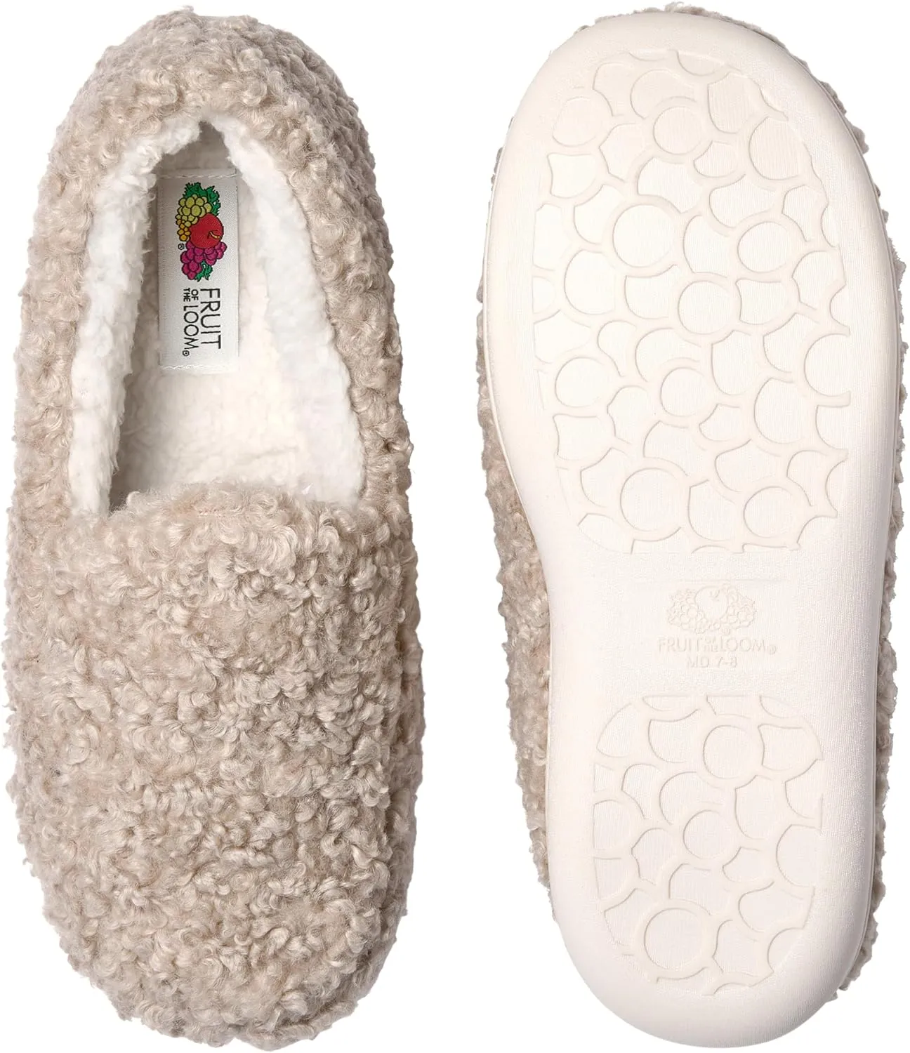 Fruit of the Loom Women's Berber Loafer - Comfy, Memory Foam, Indoor/Outdoor