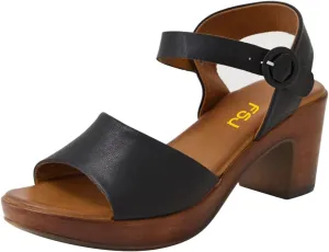 FSJ Women Platform Chunky Heel Sandals Wooden Block Heel Comfortable Open Toe Ankle Strap Wide Band Mid Heel Party Date Night Dance Shoes Size 4-16 US