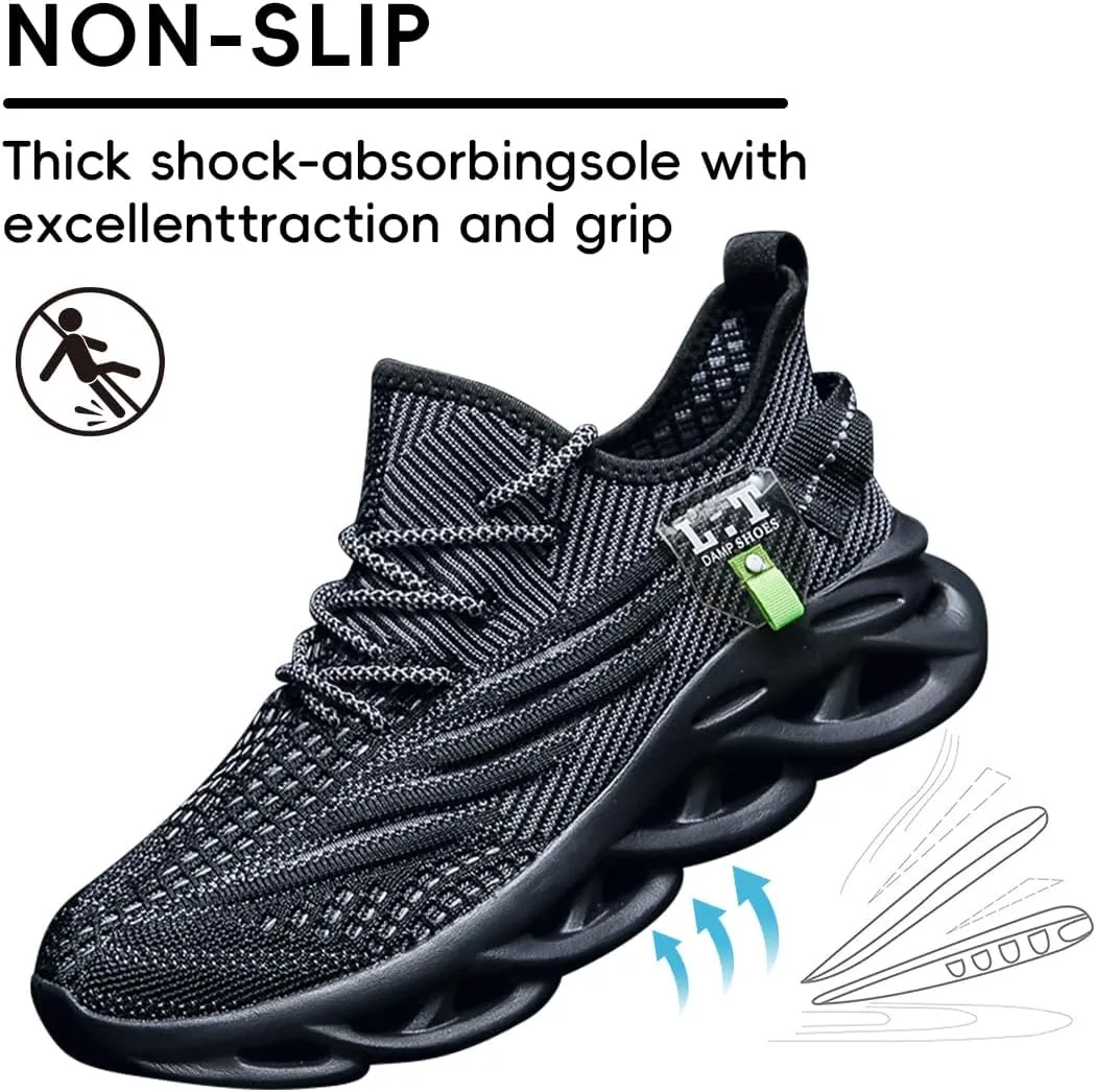 FUJEAK Mens Slip On Running Walking Sneakers Fashion Comfortable Gym Hiking Trainers Breathable Soft Ultralight Casual Work Shoes