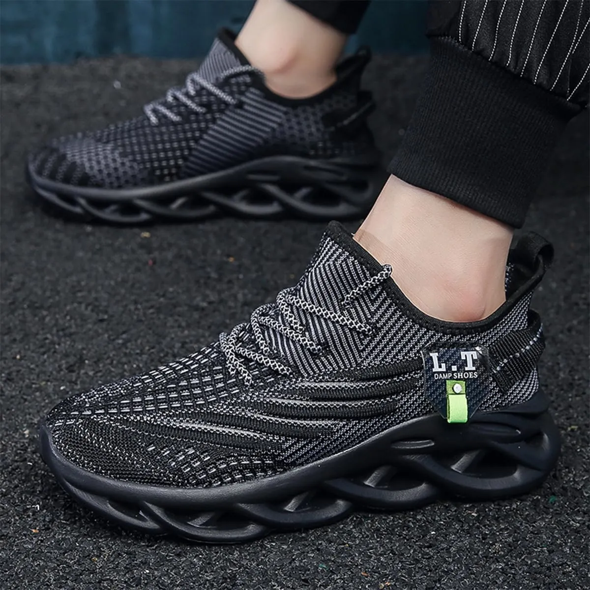 FUJEAK Mens Slip On Running Walking Sneakers Fashion Comfortable Gym Hiking Trainers Breathable Soft Ultralight Casual Work Shoes