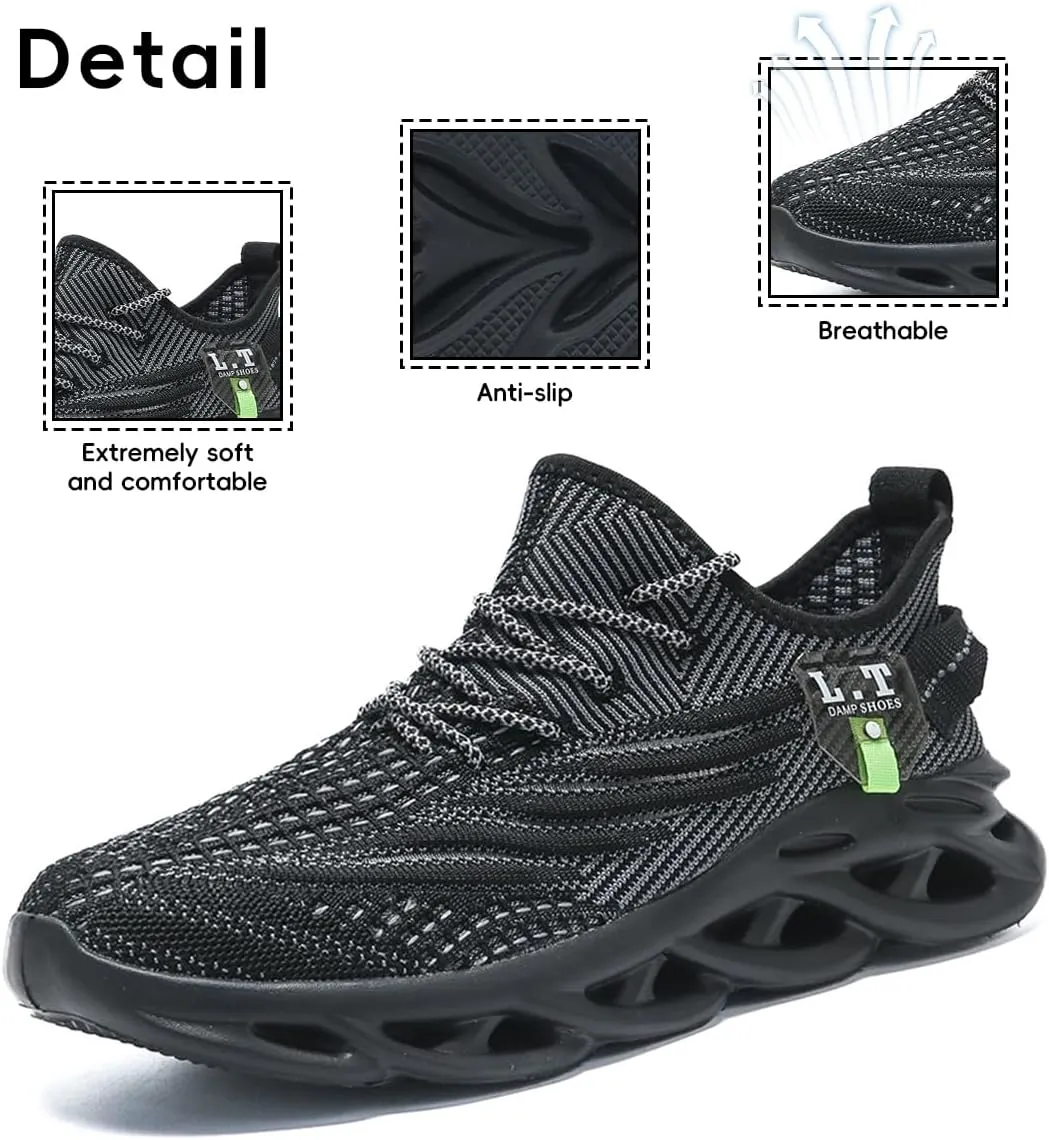 FUJEAK Mens Slip On Running Walking Sneakers Fashion Comfortable Gym Hiking Trainers Breathable Soft Ultralight Casual Work Shoes
