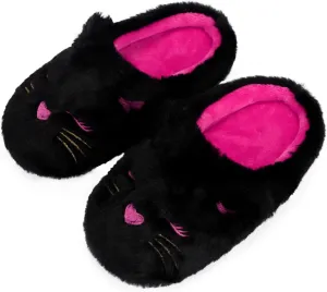 Fuzzy Cat Slippers for Girls, Funny Animal House Shoes with Soft Memory Foam, Comfy Plush Warm Slip-on Slippers