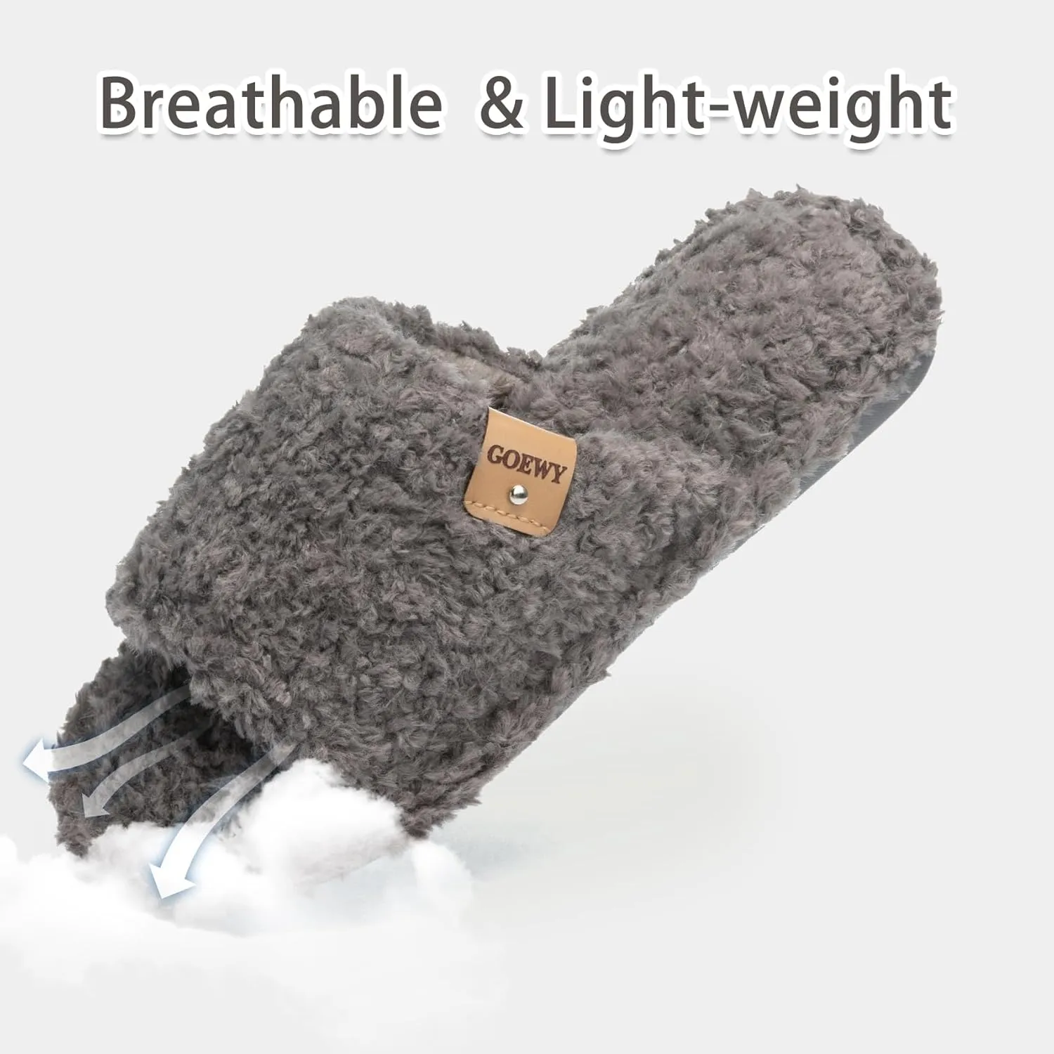 Fuzzy Open Toe Slippers for Women Indoor Cozy Memory Foam Slip On House Slides Shoes Gifts for Womens Her Mom