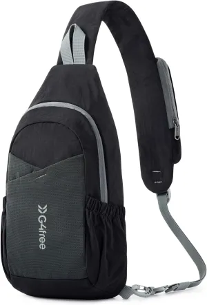 G4Free Sling Bag Casual Chest Shoulder Handbag Crossbody Backpack for Women Men with Front Pocket (Black)