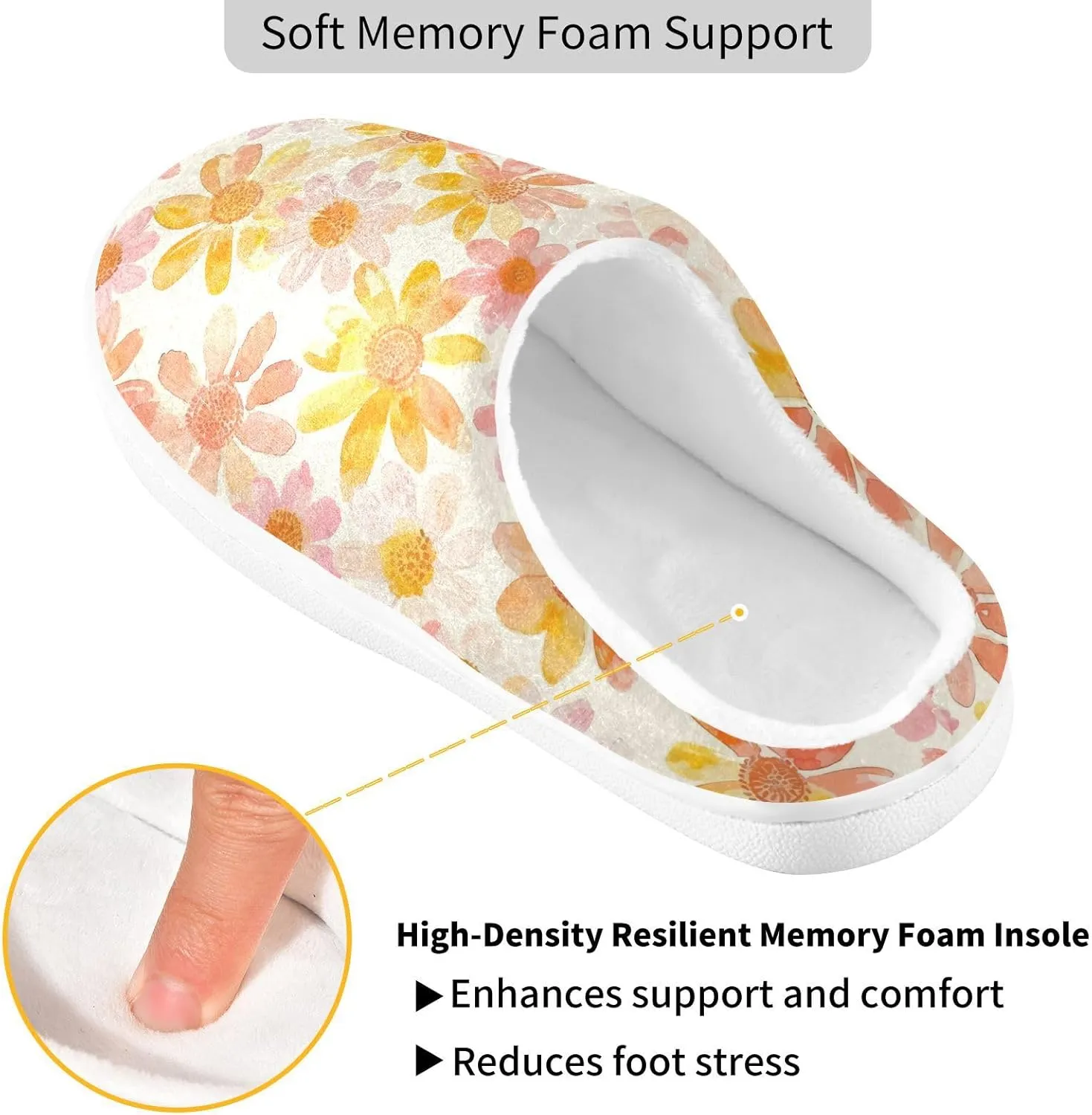 GAIGEO Mens House Slippers Sunny Sunflowers Blue, Memory Foam Warm Slippers for Women, Soft Comfort for Home or Outdoor Use