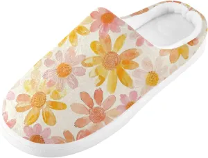 GAIGEO Mens House Slippers Sunny Sunflowers Blue, Memory Foam Warm Slippers for Women, Soft Comfort for Home or Outdoor Use