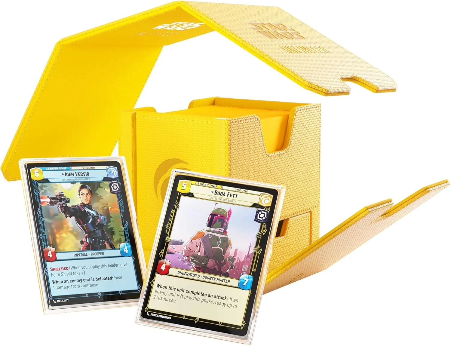 Gamegenic Star Wars Unlimited Twin Suns DECK POD - Premium Deck Box with UV-Protected Card Cases, Holds 100 Double-Sleeved Cards, Designed for the Star Wars Unlimited TCG, Yellow Color, Made