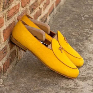 Gentlemen Barcelona Slip On - Mustard Yellow Linen Fabric