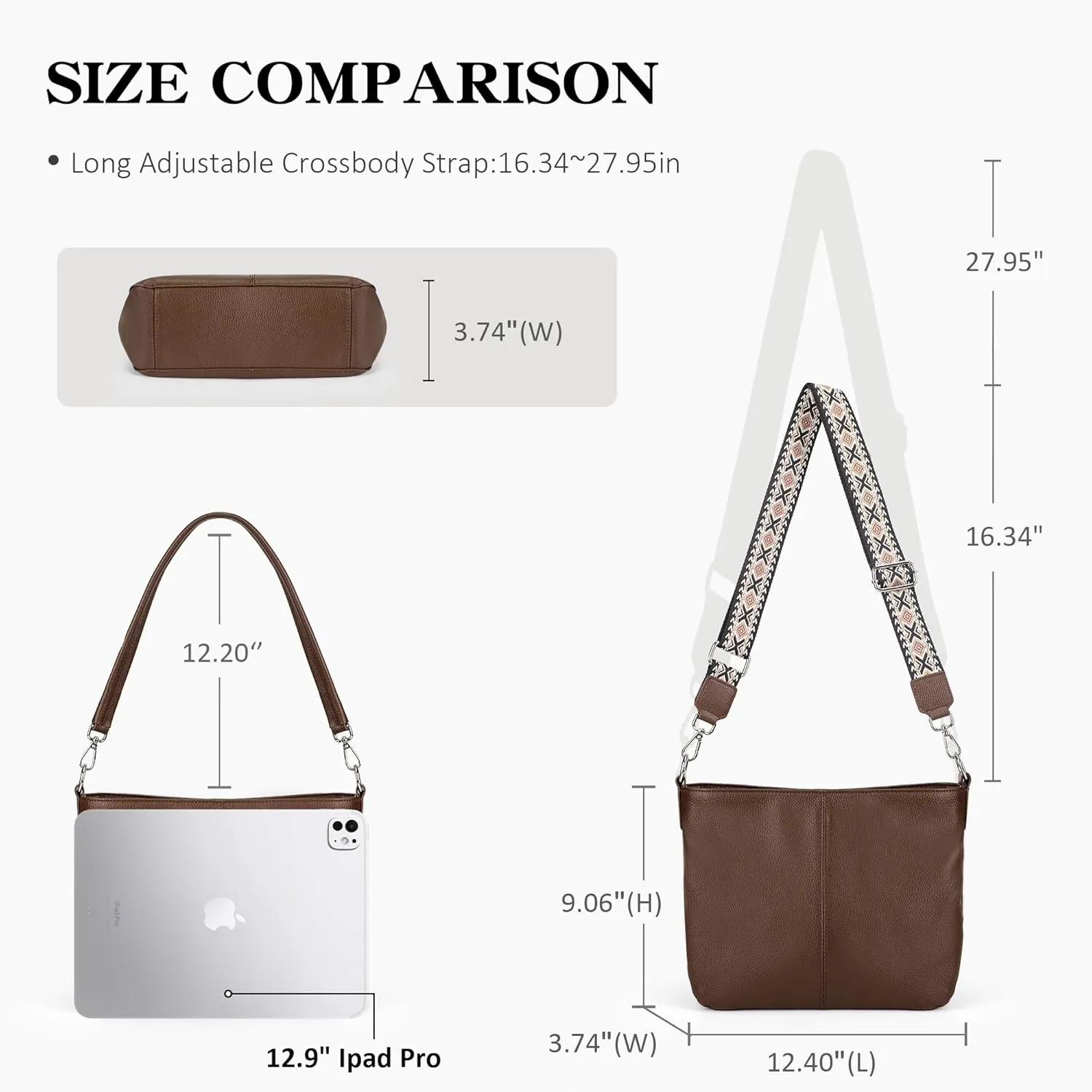 Genuine Leather Purse for Women, Women's Handbags Hobo Bag, Soft Leather Crossbody with Adjustable Wide Strap
