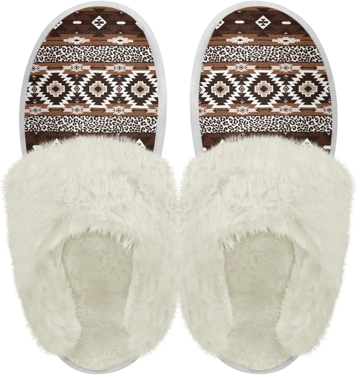 Geometic Aztec Print Comfy Slippers for Women Indoor and Outdoor,Slip on House Slippers,Warm and Cozy