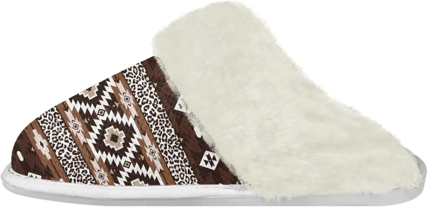 Geometic Aztec Print Comfy Slippers for Women Indoor and Outdoor,Slip on House Slippers,Warm and Cozy