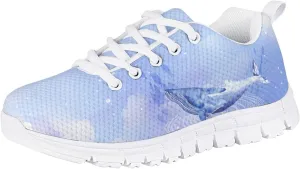 Girls Cute Tennis Shoes Kids Breathable Mesh Running Sneakers Casual Print Lace Up Soft Walking Shoes