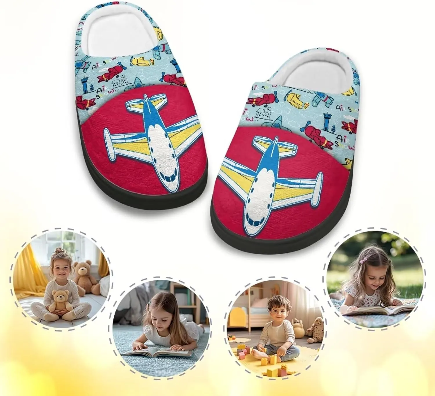 Girls Plush House Slippers Soft Comfort Slippers Warm Lightweight Home Shoes Non Slip Bedroom Shoes Cute Print Slippers Washable for Indoor Outdoor US 9-15
