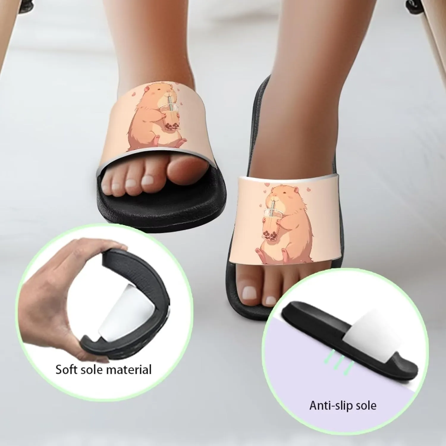Girls Slide Sandals Non Slip Summer House Slippers Kids Open Toe Beach Slides Stylish Kids Shower Shoes