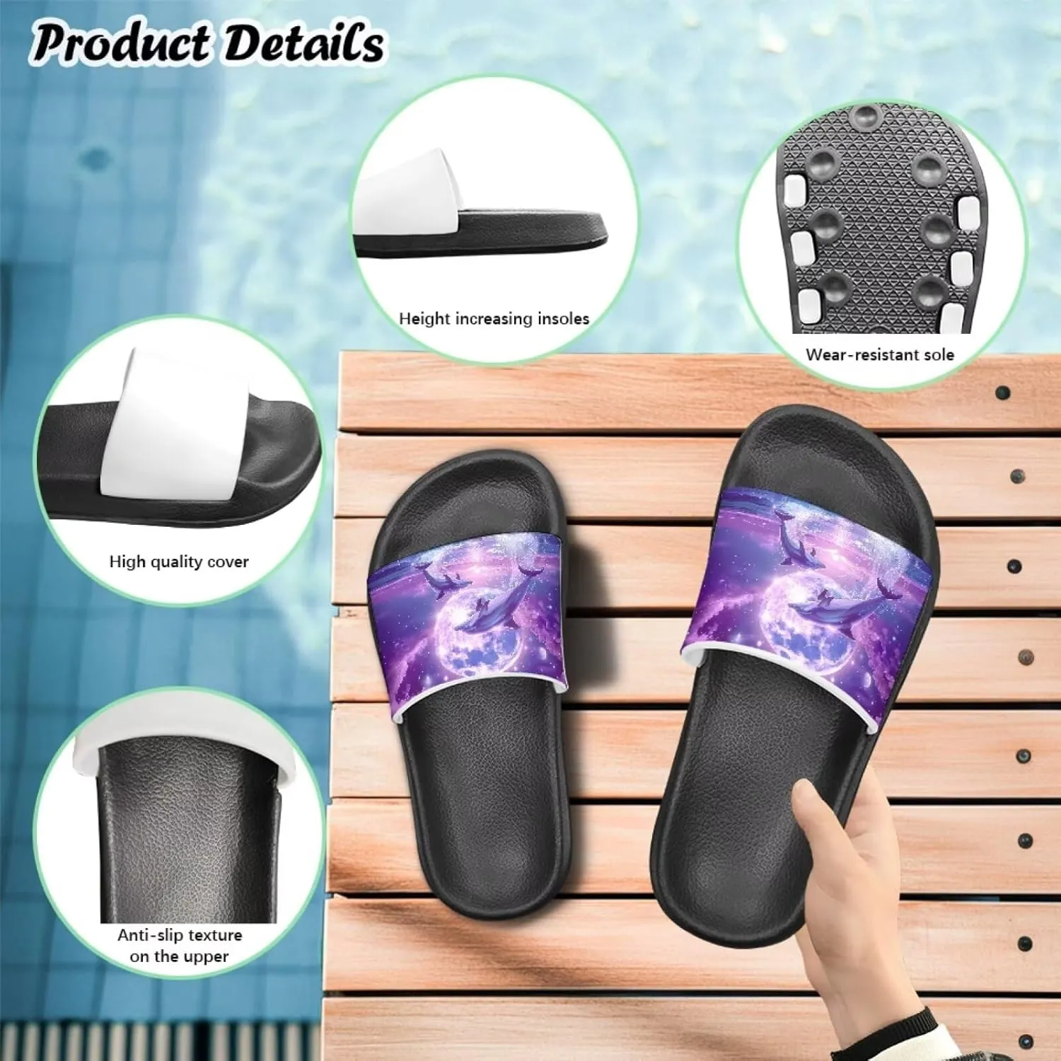 Girls Slide Sandals Non Slip Summer House Slippers Kids Open Toe Beach Slides Stylish Kids Shower Shoes