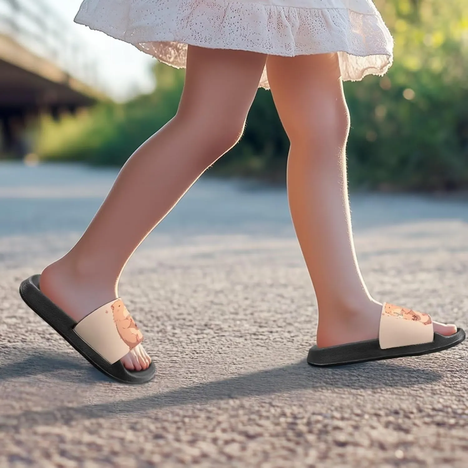 Girls Slide Sandals Non Slip Summer House Slippers Kids Open Toe Beach Slides Stylish Kids Shower Shoes