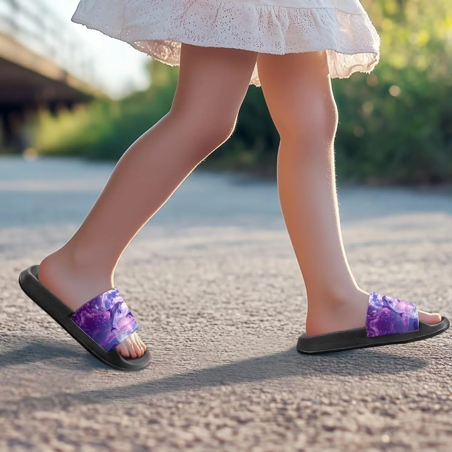 Girls Slide Sandals Non Slip Summer House Slippers Kids Open Toe Beach Slides Stylish Kids Shower Shoes