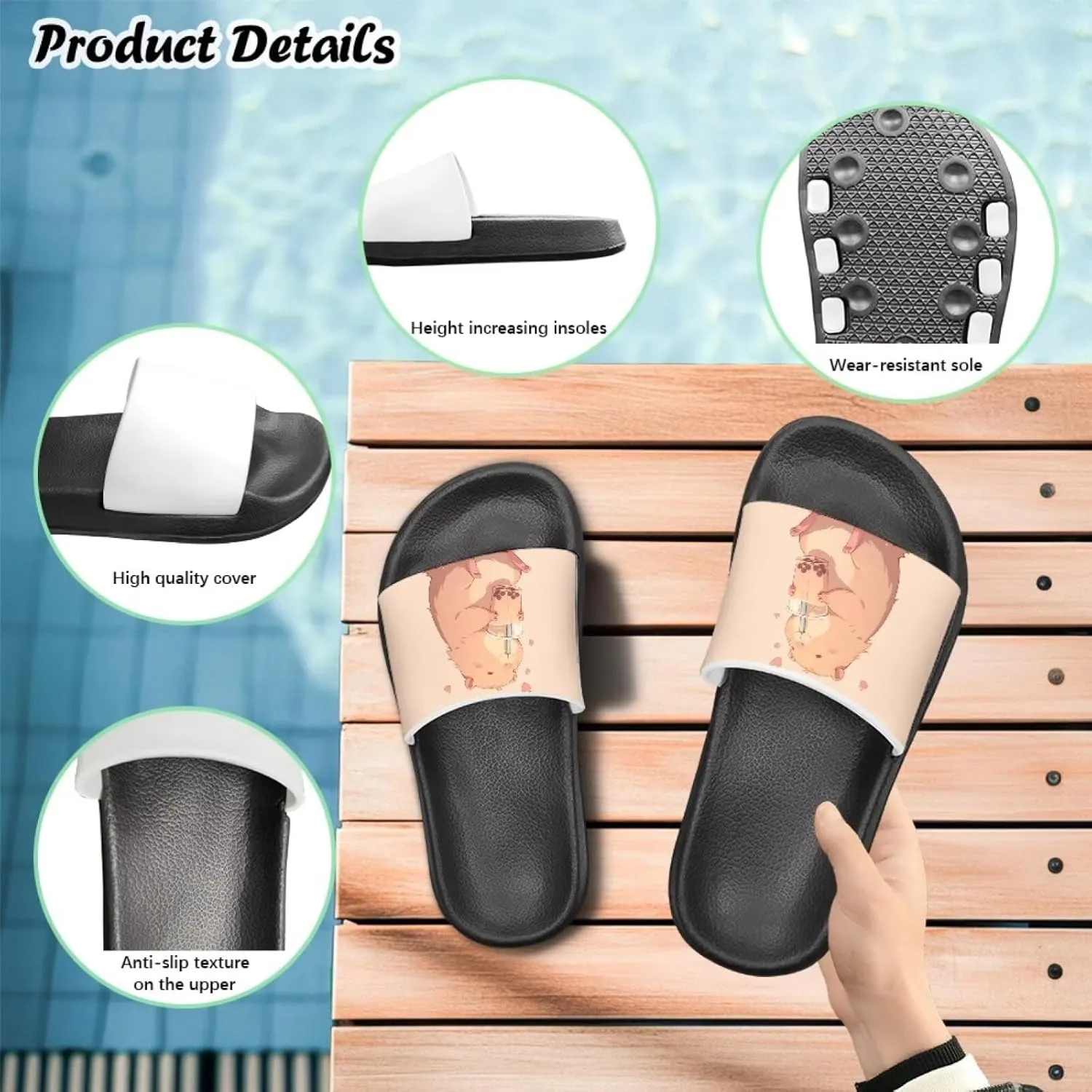 Girls Slide Sandals Non Slip Summer House Slippers Kids Open Toe Beach Slides Stylish Kids Shower Shoes