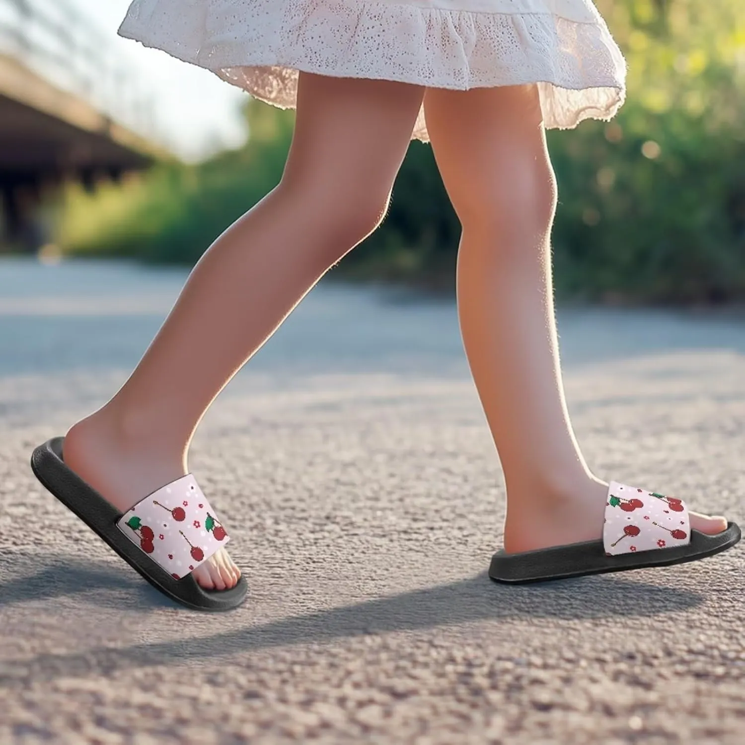 Girls Slide Sandals Non Slip Summer House Slippers Kids Open Toe Beach Slides Stylish Kids Shower Shoes