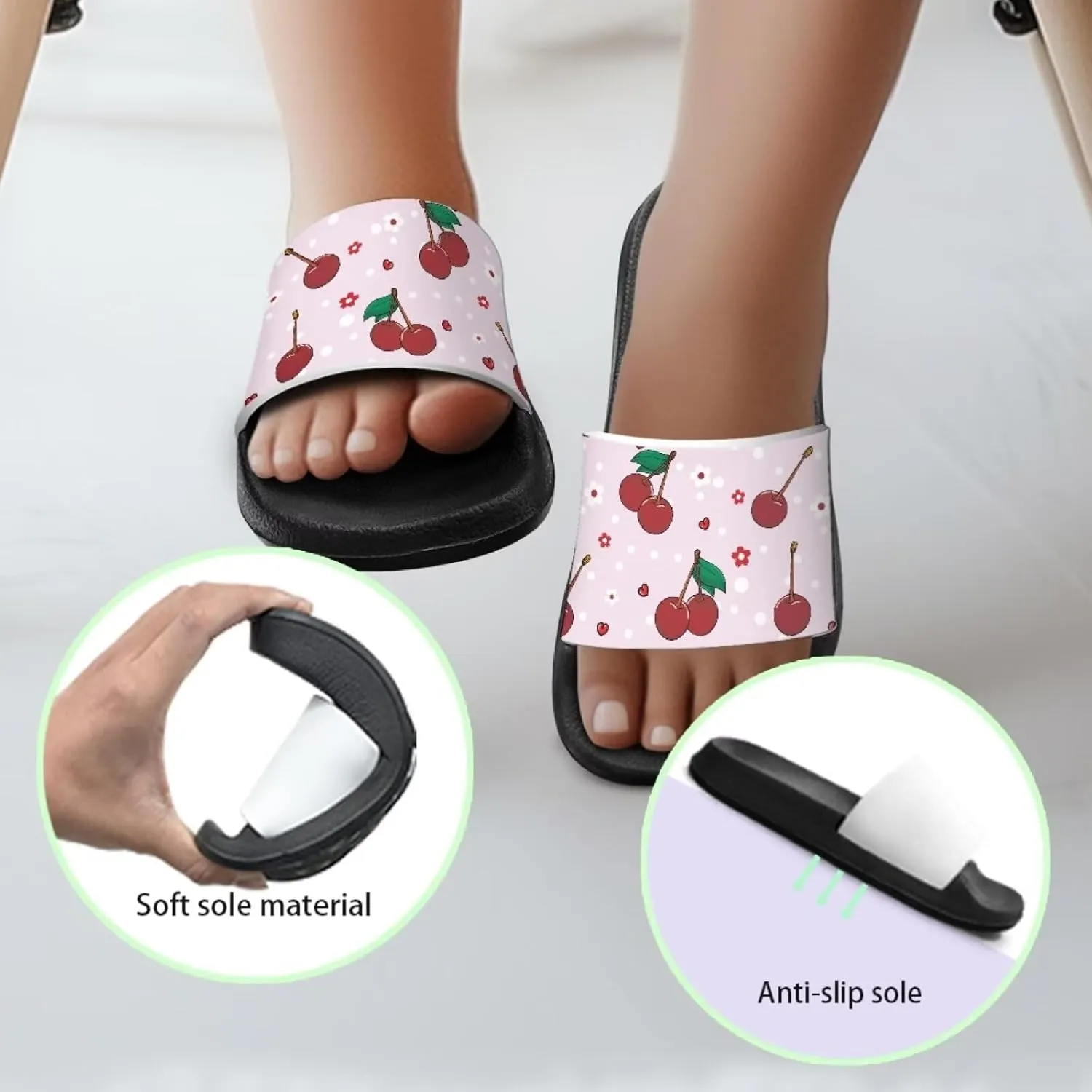 Girls Slide Sandals Non Slip Summer House Slippers Kids Open Toe Beach Slides Stylish Kids Shower Shoes