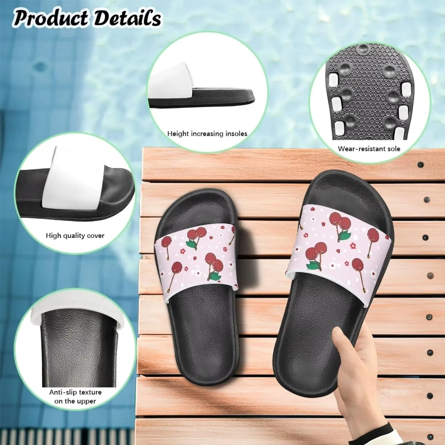 Girls Slide Sandals Non Slip Summer House Slippers Kids Open Toe Beach Slides Stylish Kids Shower Shoes