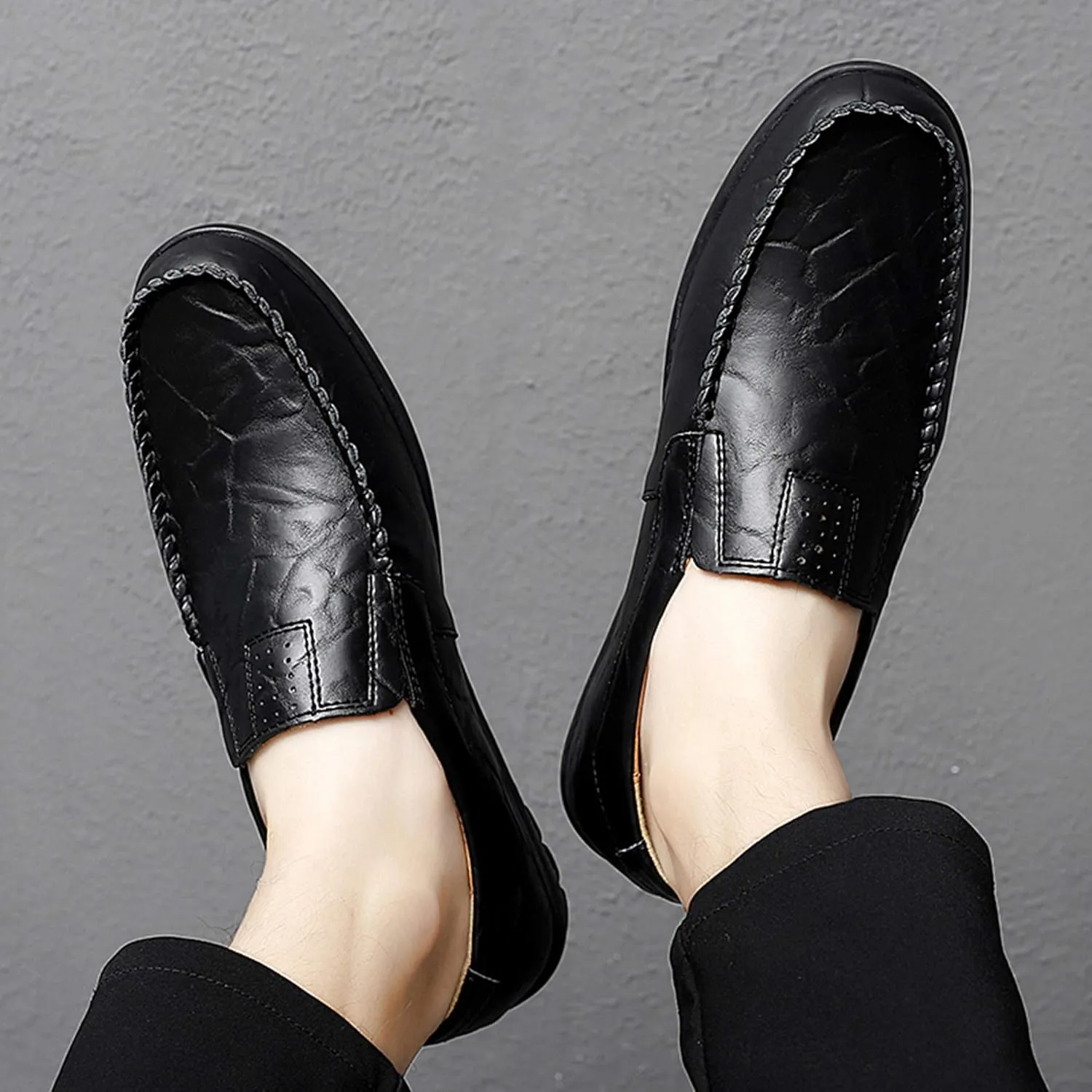 Go Tour Men’s Casual Leather Fashion Slip-on Loafers Shoes