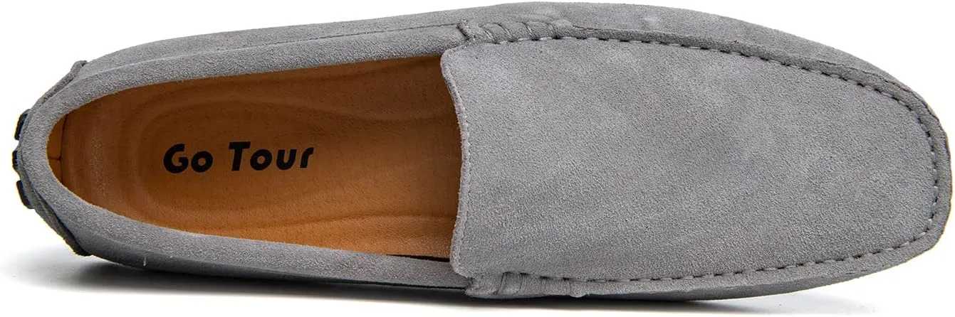 Go Tour Mens Handmade Suede Leather Casual Loafers Shoes