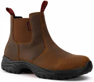 GOODVILLE Men's Work Boots, 6 inch Waterproof Soft Toe, Slip On Safety Oiled Leather Shoes