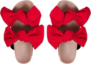 GORGLITTER Women's Bow Cork Sandals Double Band Suede Beach Sandals Open Toe Slip On Slide Sandals 2025