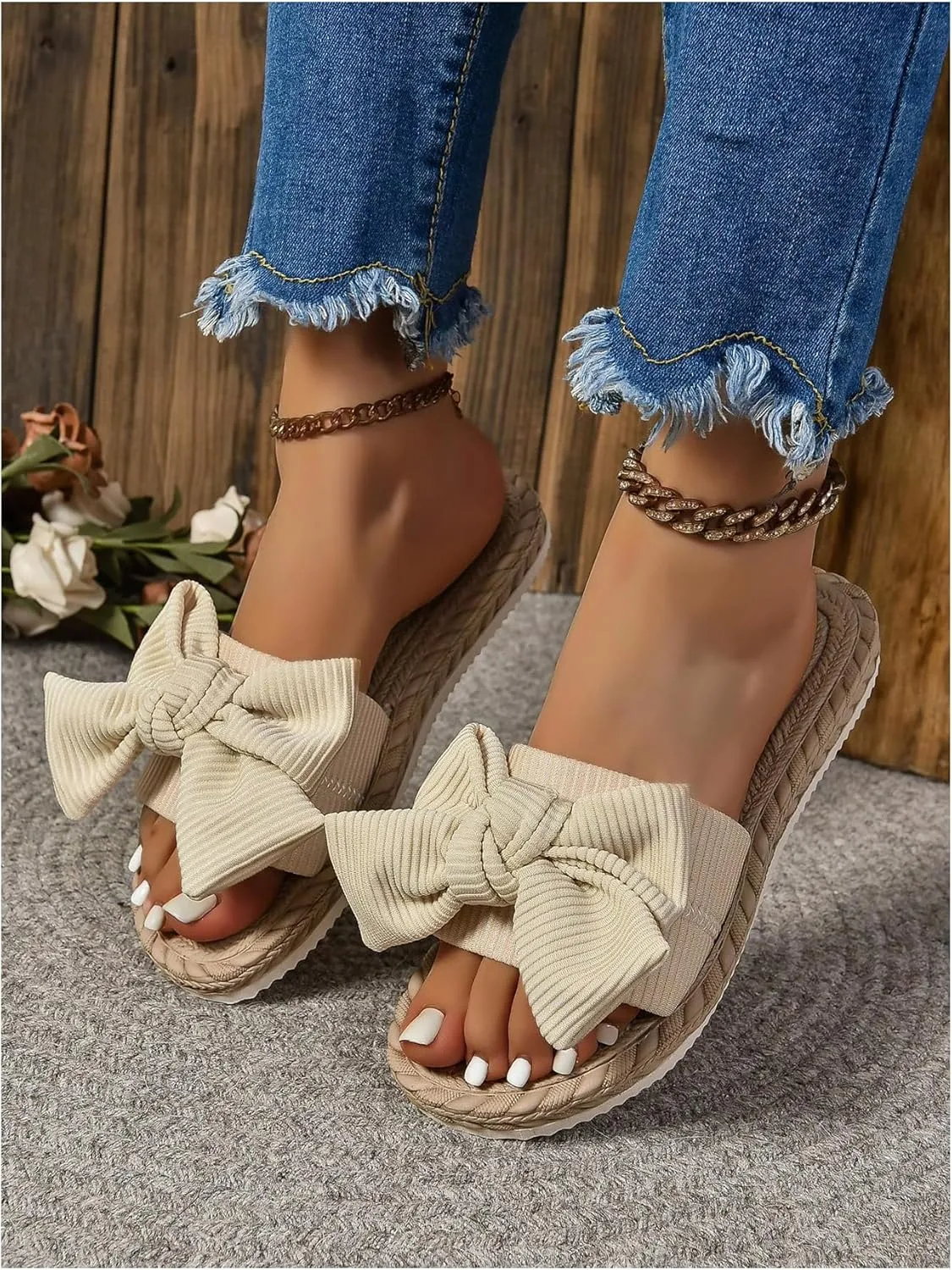GORGLITTER Women's Open Toe Thong Dressy Sandals Summer Beach Flip Flops Trendy 2025 Slide Sandals