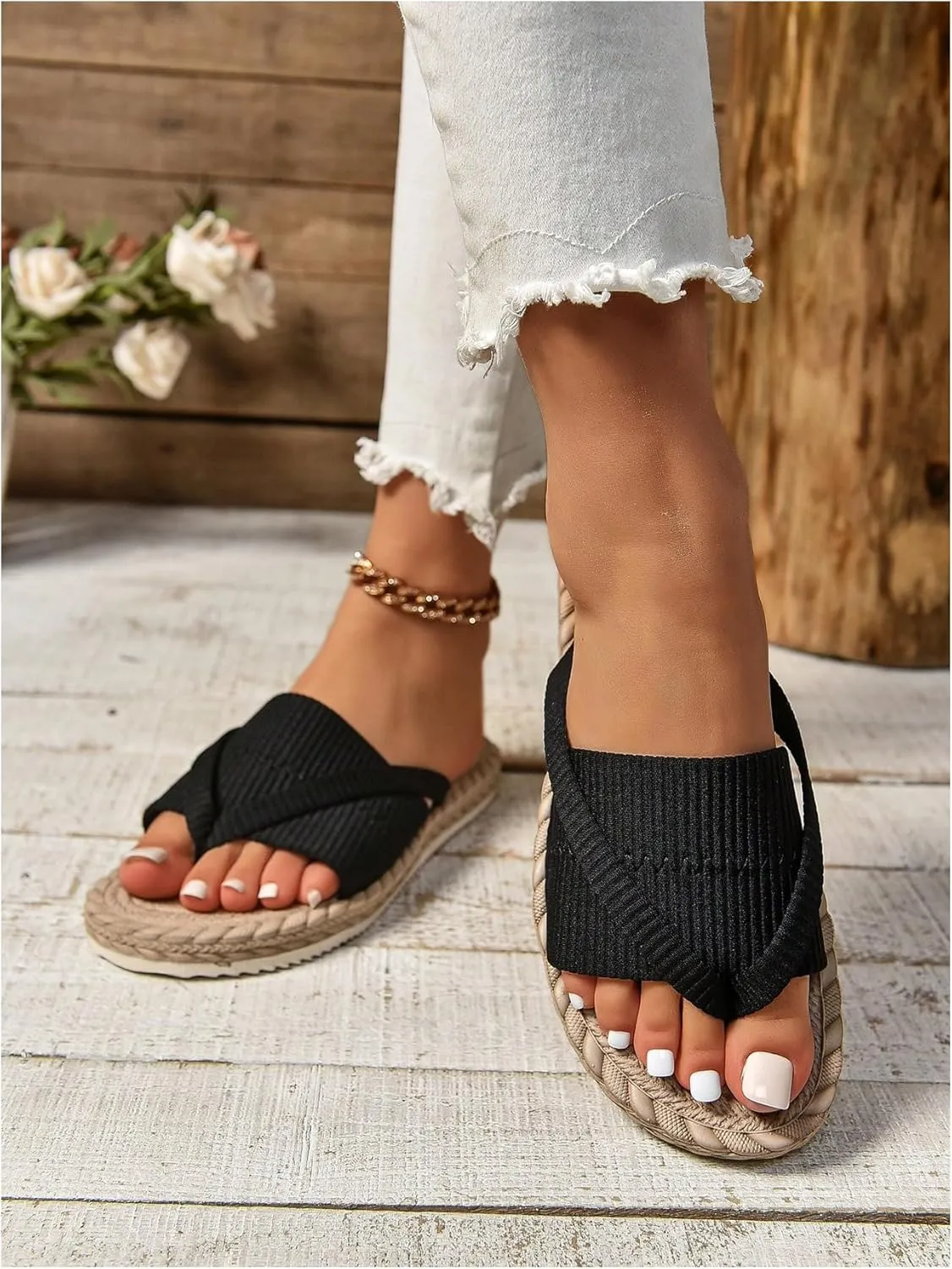 GORGLITTER Women's Open Toe Thong Dressy Sandals Summer Beach Flip Flops Trendy 2025 Slide Sandals