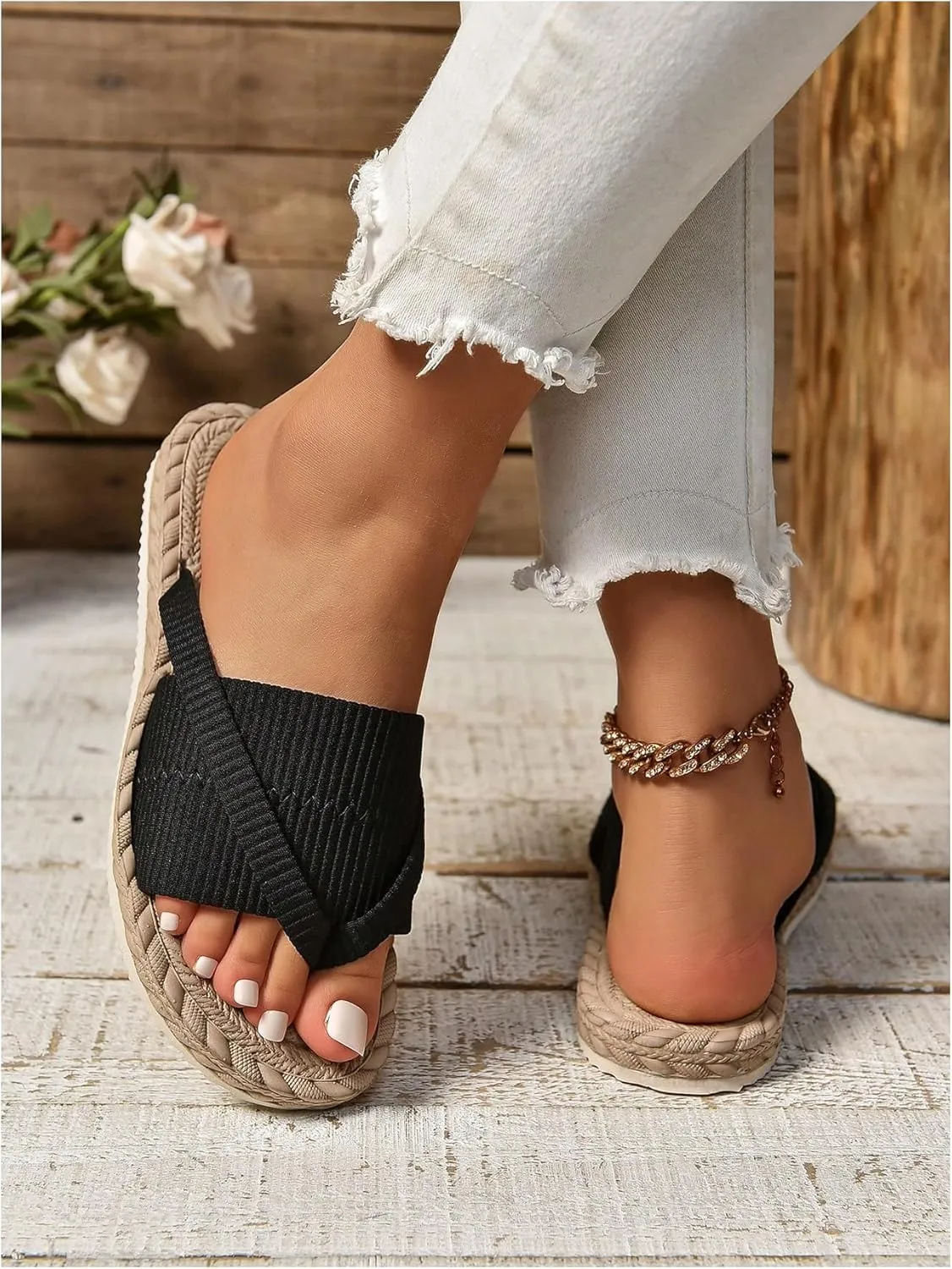 GORGLITTER Women's Open Toe Thong Dressy Sandals Summer Beach Flip Flops Trendy 2025 Slide Sandals