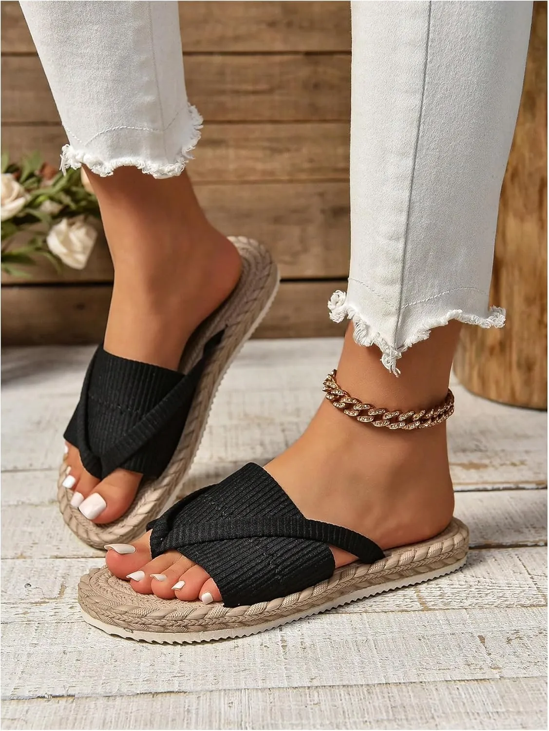GORGLITTER Women's Open Toe Thong Dressy Sandals Summer Beach Flip Flops Trendy 2025 Slide Sandals