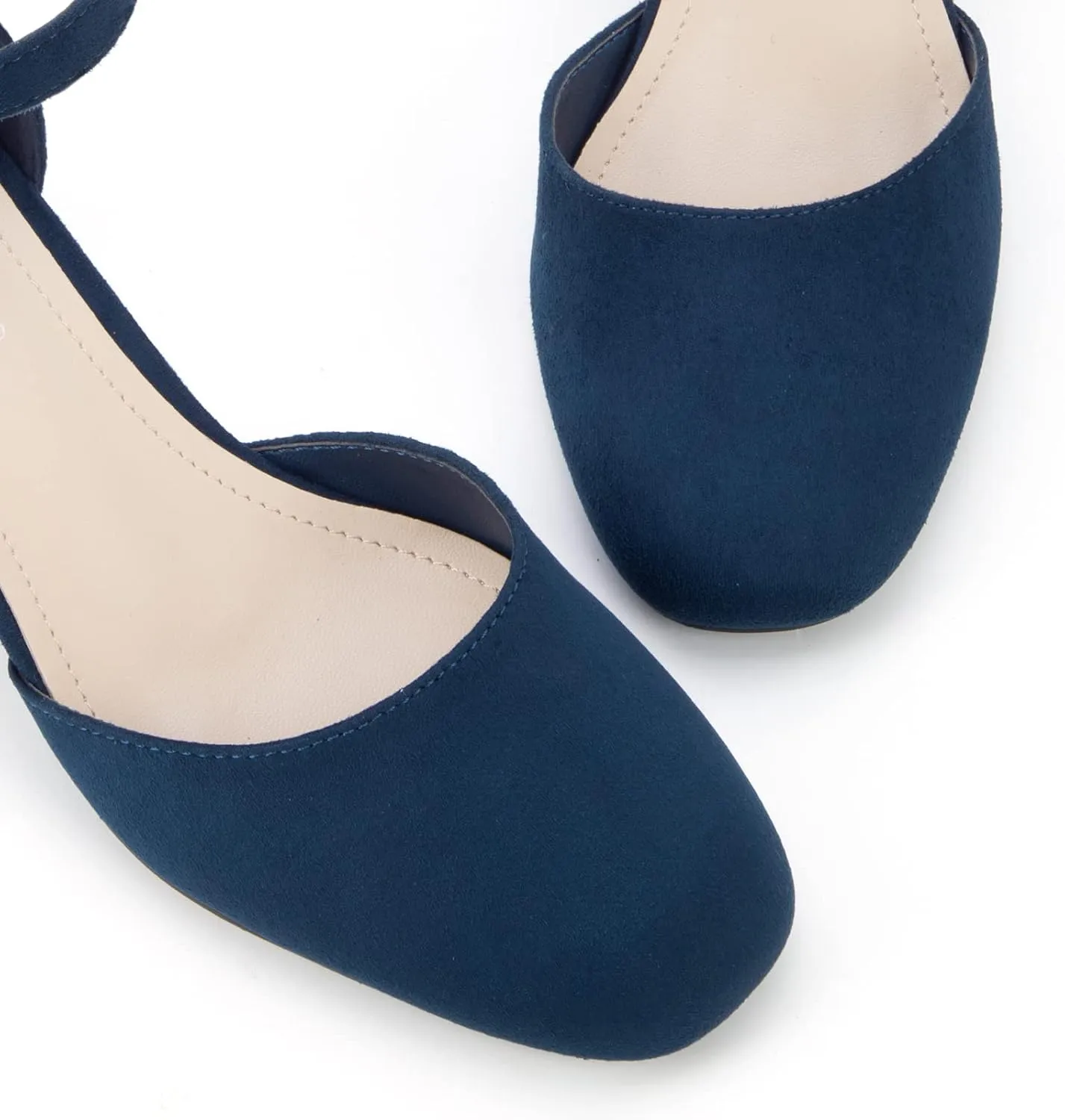 Greatonu Women's Closed Toe Ankle Strap 2.5 inch Low Block Heels Dress Wedding Party Pumps Shoes