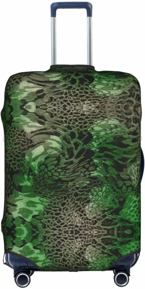 Green Snake Print Luggage Cover For Suitcases, Elastic Travel Bag For Luggage, Stylish Design