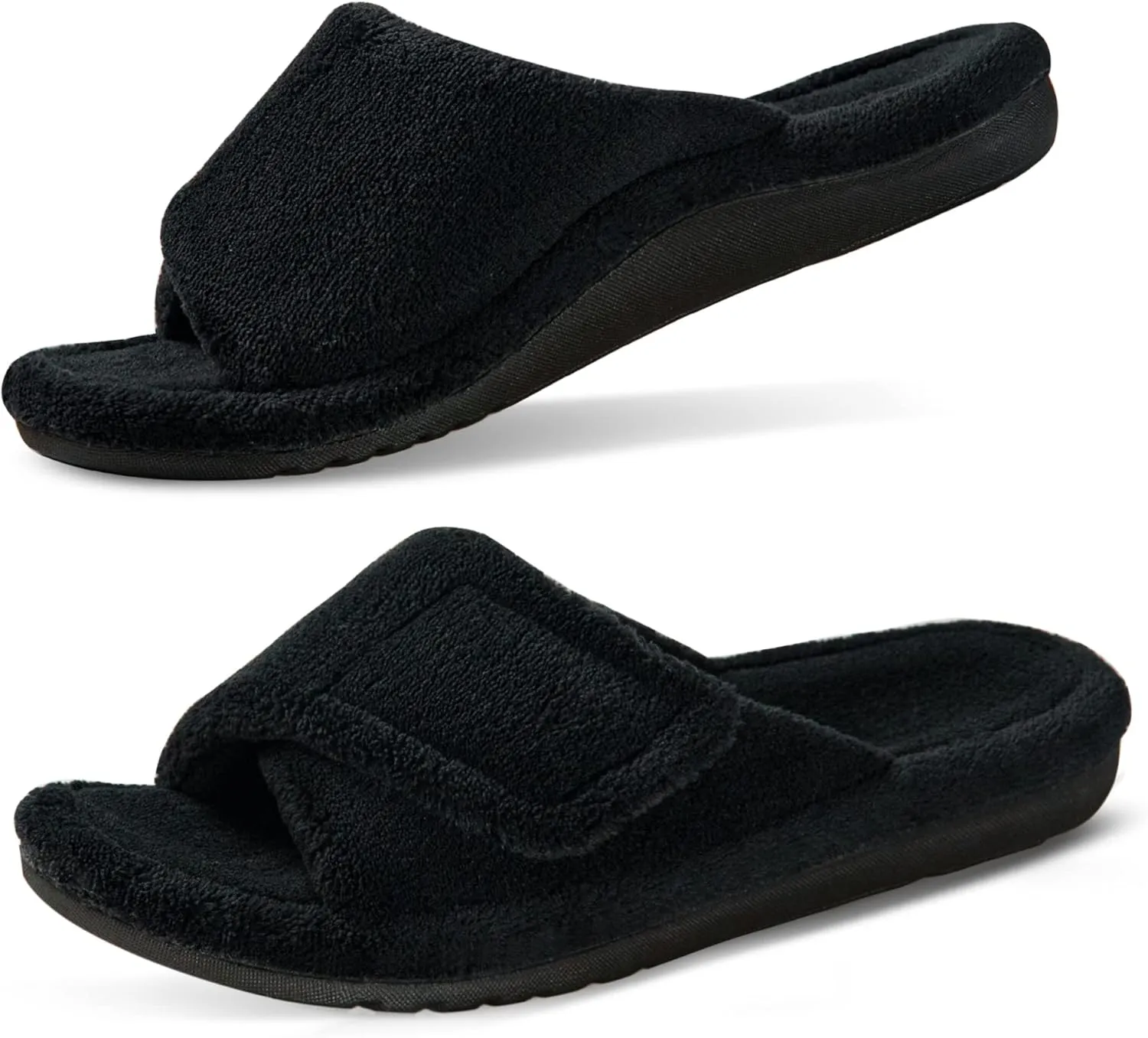 GRITHEIM Women's Orthotic Arch Support Slippers Fuzzy Adjustable Orthopedic Slippers for Plantar Fasciitis Furry Slide for Ladies