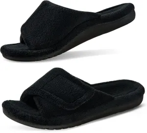 GRITHEIM Women's Orthotic Arch Support Slippers Fuzzy Adjustable Orthopedic Slippers for Plantar Fasciitis Furry Slide for Ladies