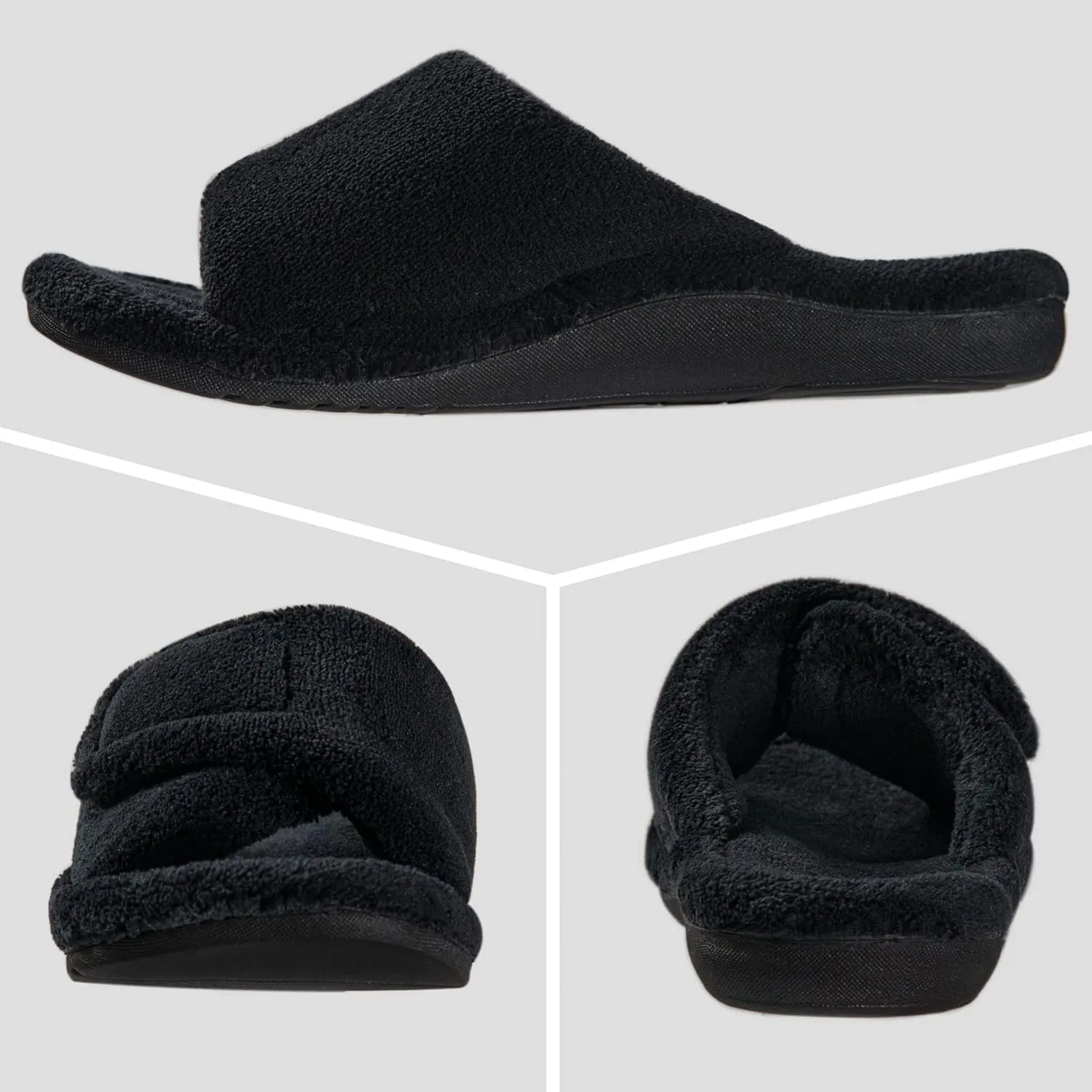 GRITHEIM Women's Orthotic Arch Support Slippers Fuzzy Adjustable Orthopedic Slippers for Plantar Fasciitis Furry Slide for Ladies
