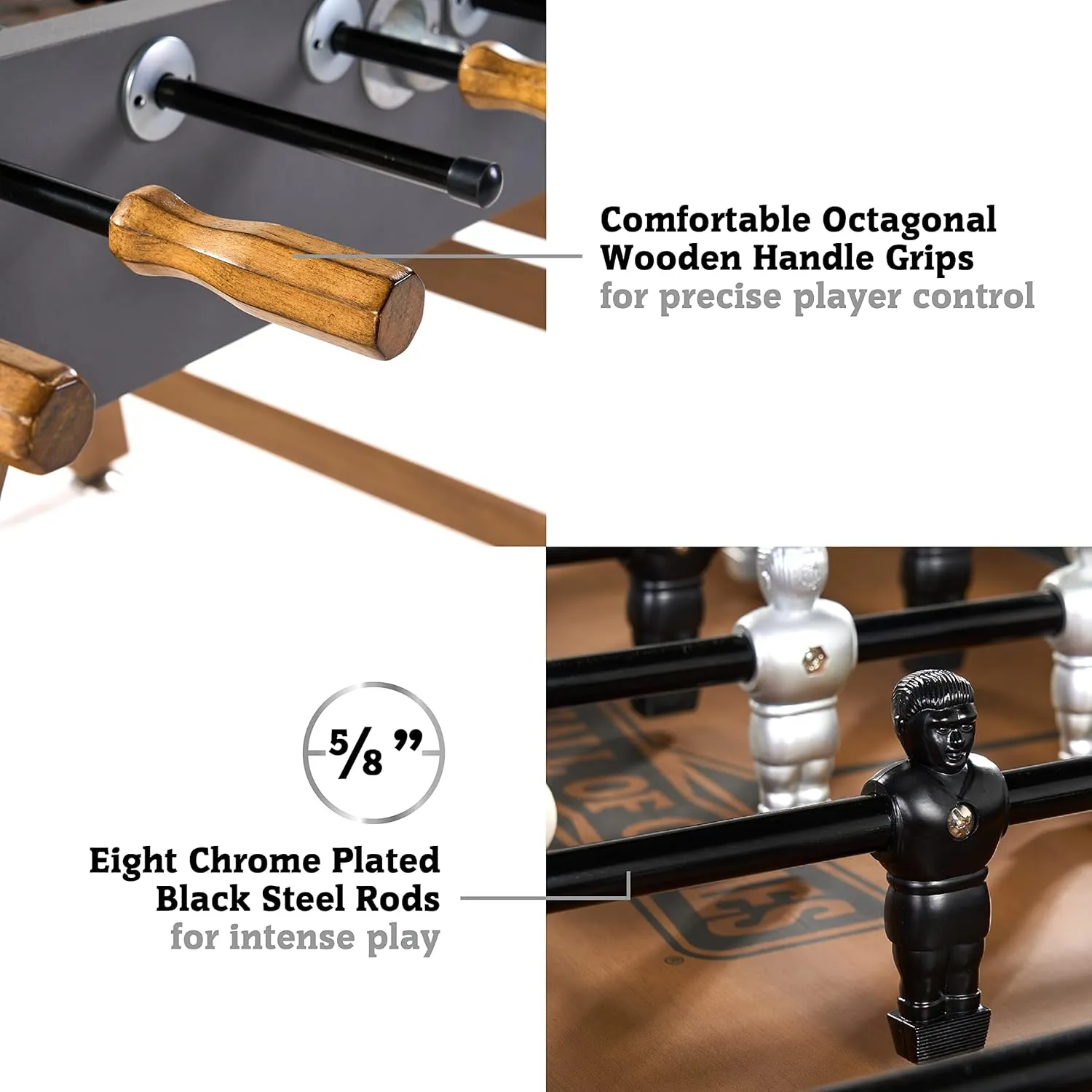 Hall of Games Foosball Tables Multiple Styles, Soccer with Durable & Stylish Designs with Tabletop Sports Soccer Balls, Perfect for Family Game Rooms